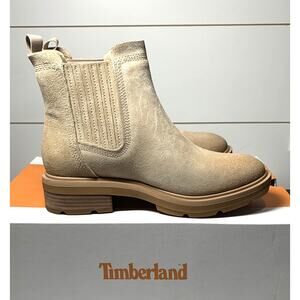 TIMBERLAND Womens Brimfield Mid Chelsea Boots Light Beige Suede Size 6.5